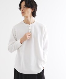 ワッフル＆スムースプレートヘンリーカットソー