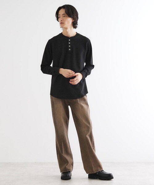 tk.TAKEO KIKUCHI（ティーケータケオキクチ）の「ワッフル＆スムースプレートヘンリーカットソー（Tシャツ/カットソー・メンズ・ホワイト/ブラック・03/02）」の10枚目の写真