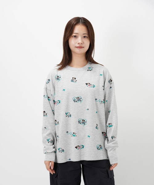 Common Noun(コモン ナウン)の「“CAT”&“DOG” Midori Nakajima サーマルトップス(Tシャツ/カットソー・レディース・オフホワイト/グレー・L/M)」の2枚目の写真