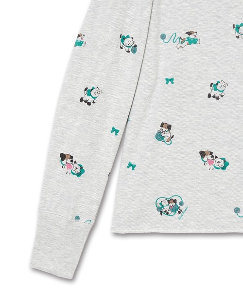 Common Noun(コモン ナウン)の「“CAT”&“DOG” Midori Nakajima サーマルトップス(Tシャツ/カットソー・レディース・オフホワイト/グレー・L/M)」の6枚目の写真