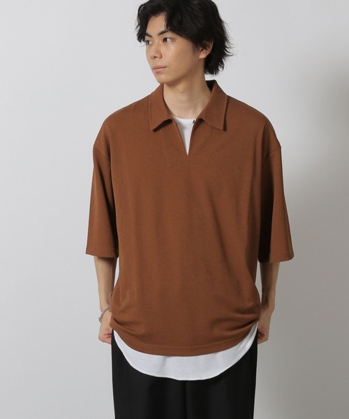 LAKOLE(ラコレ)の「【吸水速乾】カットジャージースキッパー / 573111(シャツ/ブラウス・メンズ・ブルー/オレンジ/ブラック・LARGE/MEDIUM)」の1枚目の写真