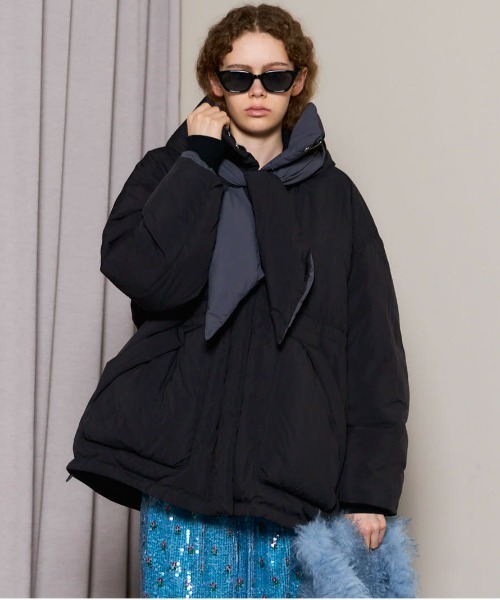25AW PRE-ORDER】Hoodie Scarf Middle Down Coat/フーディ