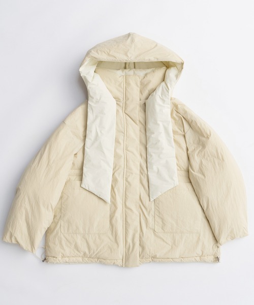 25AW PRE-ORDER】Hoodie Scarf Middle Down Coat/フーディ
