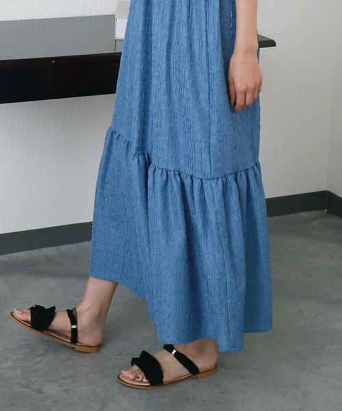 libelle more(リベル モア)の「リボンショルダーシャーリングキャミワンピース(ワンピース・レディース・ブルー/ブラック/アイボリー・M/L)」の8枚目の写真