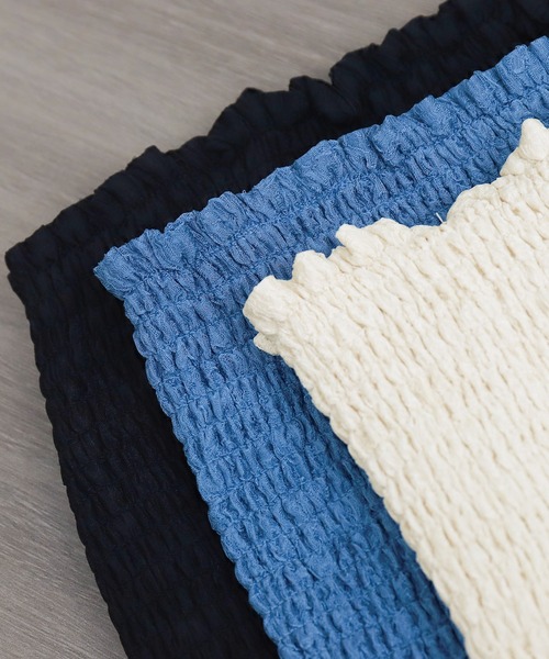 libelle more(リベル モア)の「リボンショルダーシャーリングキャミワンピース(ワンピース・レディース・ブルー/ブラック/アイボリー・M/L)」の14枚目の写真