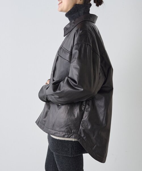 BEARDSLEY（ビアズリー）の「《15 quinze》レザーダウンジャケット（その他アウター・レディース・ブラック・FREE）」の7枚目の写真