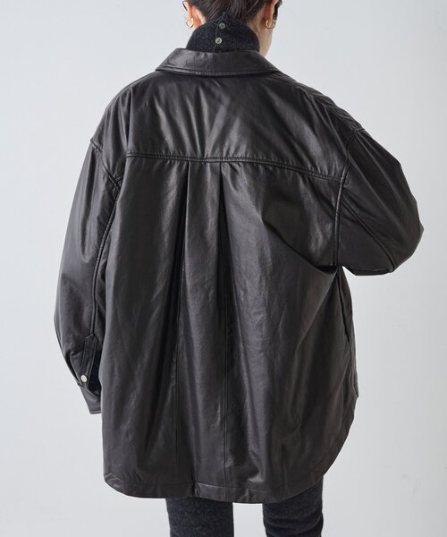 BEARDSLEY（ビアズリー）の「《15 quinze》レザーダウンジャケット（その他アウター・レディース・ブラック・FREE）」の6枚目の写真