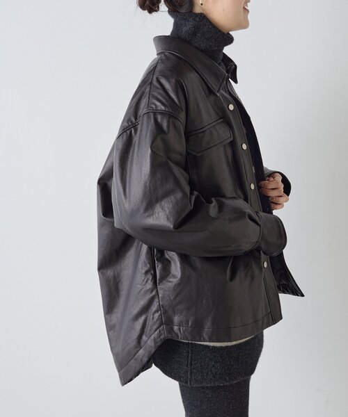 BEARDSLEY（ビアズリー）の「《15 quinze》レザーダウンジャケット（その他アウター・レディース・ブラック・FREE）」の4枚目の写真