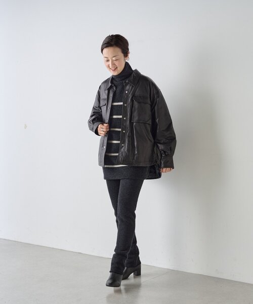 BEARDSLEY（ビアズリー）の「《15 quinze》レザーダウンジャケット（その他アウター・レディース・ブラック・FREE）」の8枚目の写真