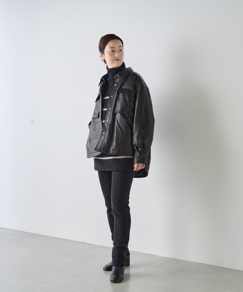 BEARDSLEY（ビアズリー）の「《15 quinze》レザーダウンジャケット（その他アウター・レディース・ブラック・FREE）」の17枚目の写真