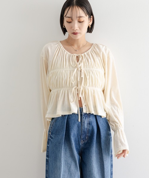 セール】ベロアシャーリングブラウス 580212（シャツ/ブラウス