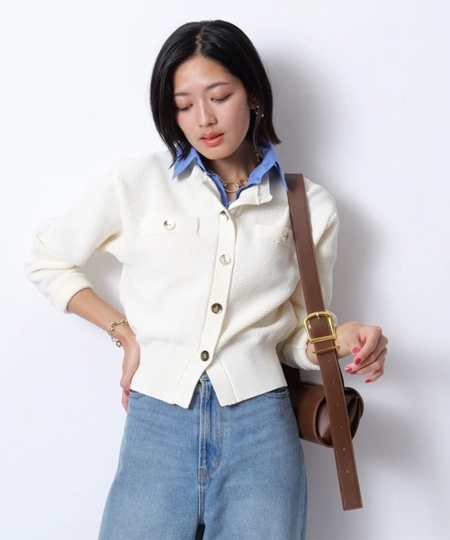 JUSGLITTY（ジャスグリッティー）の「衿付きカノコカーデ（ニット