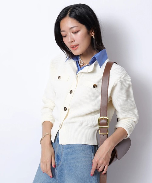 JUSGLITTY（ジャスグリッティー）の「衿付きカノコカーデ（ニット