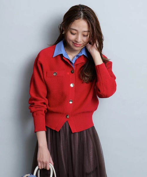 JUSGLITTY（ジャスグリッティー）の「衿付きカノコカーデ（ニット