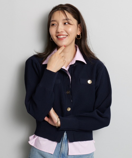 JUSGLITTY（ジャスグリッティー）の「衿付きカノコカーデ（ニット