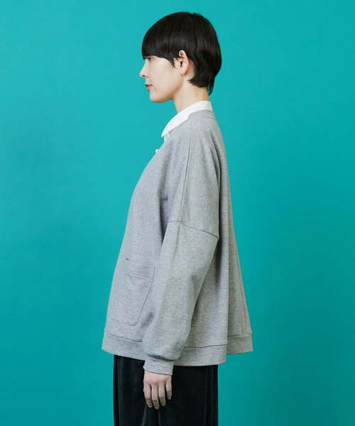 FRAPBOIS(フラボア)の「ウラケカーデ(カーディガン/ボレロ・レディース・グレー/ブラック/オートミール・1/2)」の8枚目の写真