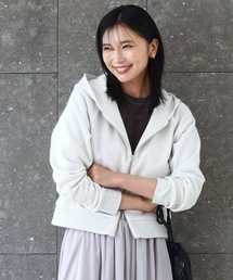 MK MICHEL KLEIN | ラメ裏毛スウェットダブルジップパーカー/洗える(パーカー)