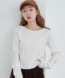 *スタッズリブカットソー
