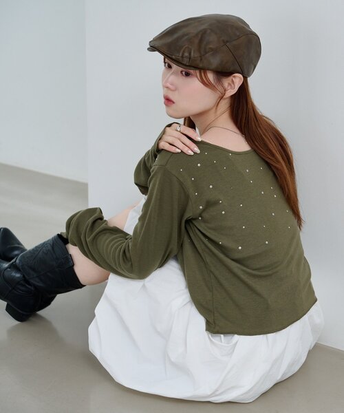 トップス kaz スタッズリブカットソー（Tシャツ/カットソー）｜Kastane