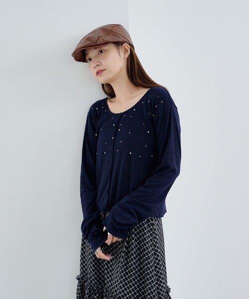 スタッズリブカットソー（Tシャツ/カットソー）｜Kastane