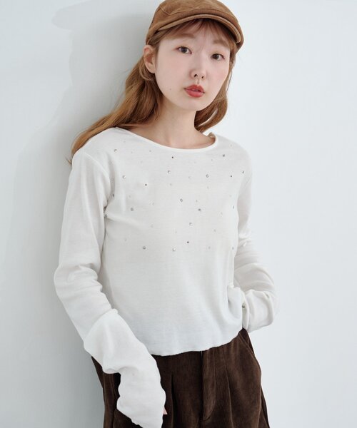 トップス kaz スタッズリブカットソー（Tシャツ/カットソー）｜Kastane