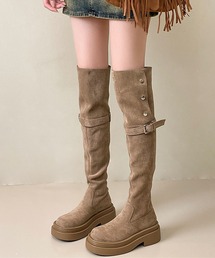 c.u.l | 厚底 スエード調 2WAY ベルト付き ニーハイロングブーツ culs146(ブーツ)