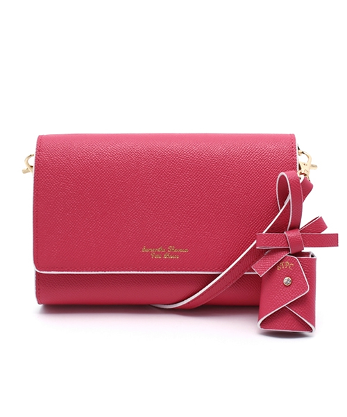 Samantha Thavasa Petit Choice（サマンサタバサ　プチチョイス）の「バイカラーレザーシリーズ　ミニバッグ◆（ショルダーバッグ・レディース・ブラック/ホワイト/ピンク/梅・FREE）」の4枚目の写真