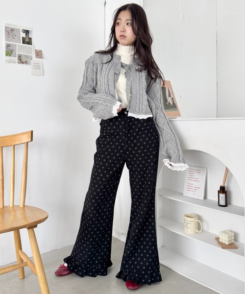 SOLLON.（ソルロン）の「裾フリルドットコーデュロイパンツ（その他パンツ・レディース・グレー/ブラック・S/M）」の3枚目の写真