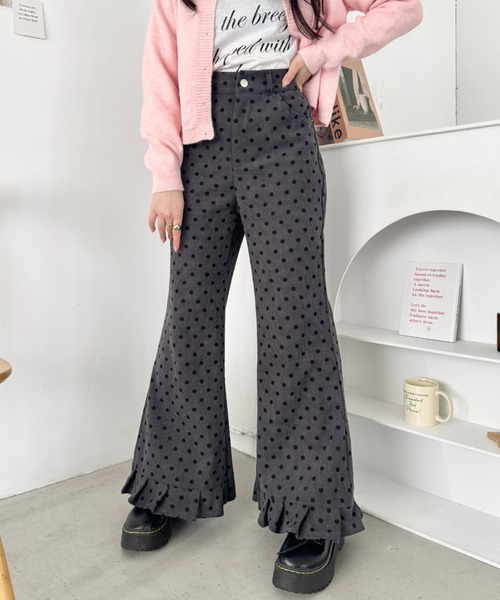 SOLLON.（ソルロン）の「裾フリルドットコーデュロイパンツ（その他パンツ・レディース・グレー/ブラック・S/M）」の14枚目の写真