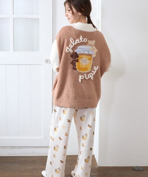 新品　ジェラートピケ　ベビモコ　はちみつベア　プルオーバー　ルームウェア ベビモコはちみつベアジャガードプルオーバー（ルームウェア