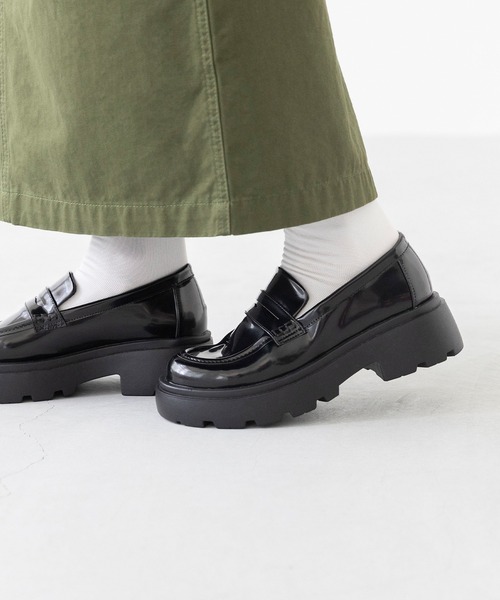 VEGE 黒と緑の厚底ローファー　39 レディース 【ABC SELECT】 エービーシーセレクト TANK LOAFER
