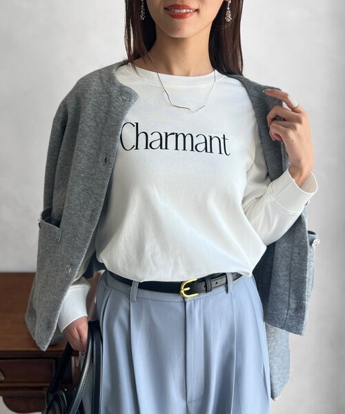 Chez toi(シェトワ)の「【撥水加工】トリケアロゴプリントロンT(Tシャツ/カットソー・レディース・オフホワイト/グレー/ブラック/グレイッシュベージュ・FREE)」の2枚目の写真