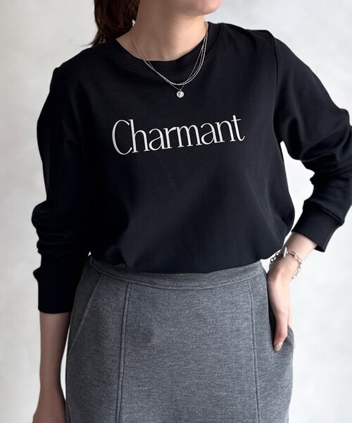 Chez toi(シェトワ)の「【撥水加工】トリケアロゴプリントロンT(Tシャツ/カットソー・レディース・オフホワイト/グレー/ブラック/グレイッシュベージュ・FREE)」の3枚目の写真