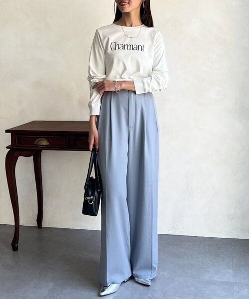 Chez toi(シェトワ)の「【撥水加工】トリケアロゴプリントロンT(Tシャツ/カットソー・レディース・オフホワイト/グレー/ブラック/グレイッシュベージュ・FREE)」の5枚目の写真