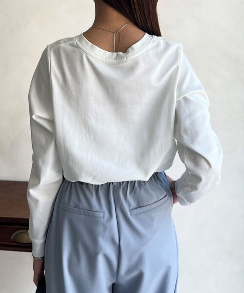 Chez toi(シェトワ)の「【撥水加工】トリケアロゴプリントロンT(Tシャツ/カットソー・レディース・オフホワイト/グレー/ブラック/グレイッシュベージュ・FREE)」の18枚目の写真