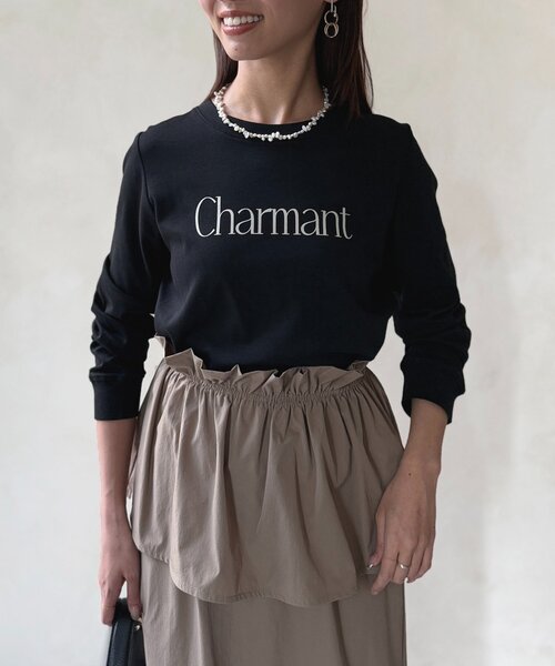 Chez toi(シェトワ)の「【撥水加工】トリケアロゴプリントロンT(Tシャツ/カットソー・レディース・オフホワイト/グレー/ブラック/グレイッシュベージュ・FREE)」の19枚目の写真