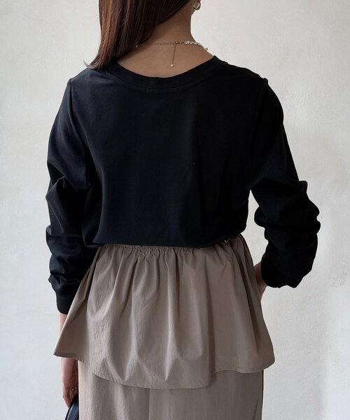 Chez toi(シェトワ)の「【撥水加工】トリケアロゴプリントロンT(Tシャツ/カットソー・レディース・オフホワイト/グレー/ブラック/グレイッシュベージュ・FREE)」の21枚目の写真