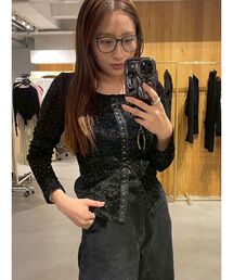 LAGUNAMOON | 2WAYシアーベロアホックデザイントップス(Tシャツ/カットソー)