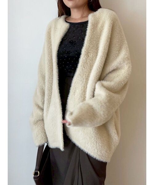 LAGUNAMOON（ラグナムーン）の「2WAYシアーベロアホックデザイントップス（Tシャツ/カットソー・レディース・アイボリー/ブラック/ブラウン・FREE）」の18枚目の写真