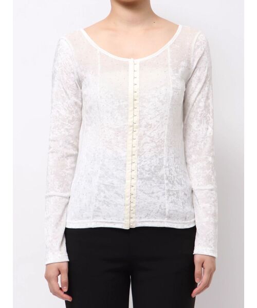 LAGUNAMOON（ラグナムーン）の「2WAYシアーベロアホックデザイントップス（Tシャツ/カットソー・レディース・アイボリー/ブラック/ブラウン・FREE）」の20枚目の写真