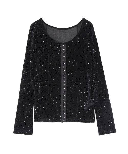 2WAYシアーベロアホックデザイントップス（Tシャツ/カットソー