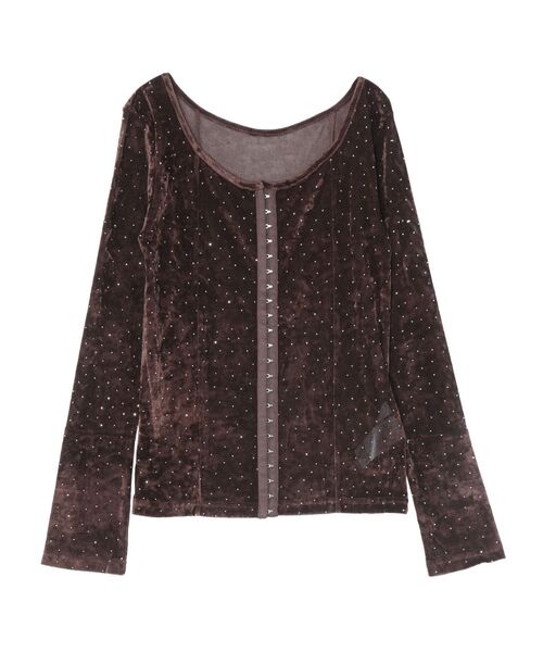 LAGUNAMOON（ラグナムーン）の「2WAYシアーベロアホックデザイントップス（Tシャツ/カットソー・レディース・アイボリー/ブラック/ブラウン・FREE）」の7枚目の写真