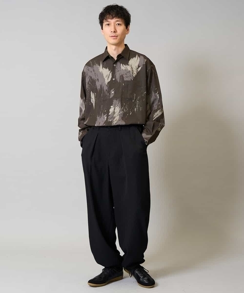 a.v.v(アーヴェヴェ)の「【イージーケア/シワになりにくい】ペインター柄ワイドシルエットシャツ【洗濯機で洗える/ストレッチ】(シャツ/ブラウス・メンズ・ブラウン/ブラック・48/46)」の9枚目の写真