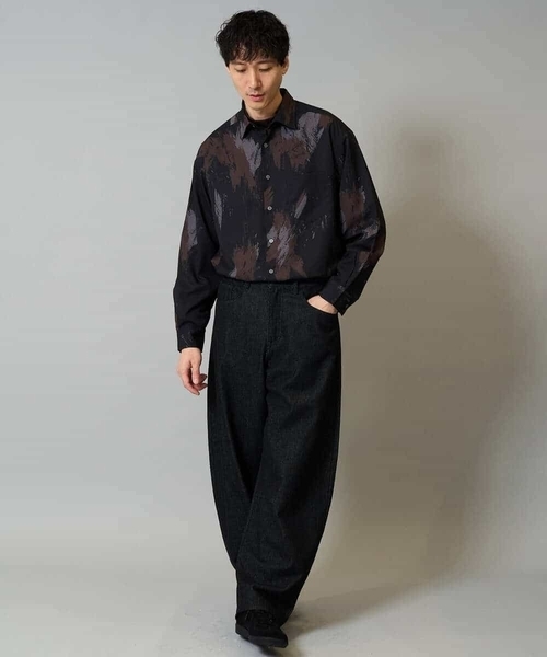 a.v.v(アーヴェヴェ)の「【イージーケア/シワになりにくい】ペインター柄ワイドシルエットシャツ【洗濯機で洗える/ストレッチ】(シャツ/ブラウス・メンズ・ブラウン/ブラック・48/46)」の10枚目の写真