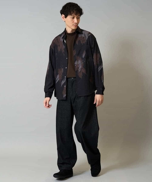 a.v.v(アーヴェヴェ)の「【イージーケア/シワになりにくい】ペインター柄ワイドシルエットシャツ【洗濯機で洗える/ストレッチ】(シャツ/ブラウス・メンズ・ブラウン/ブラック・48/46)」の14枚目の写真