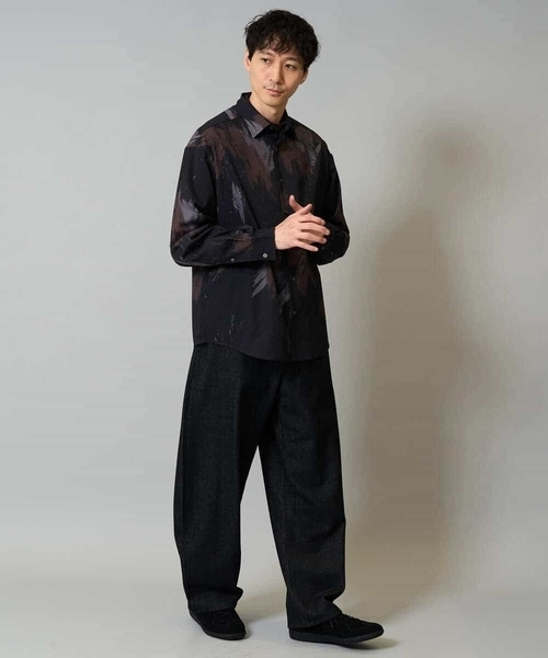 a.v.v(アーヴェヴェ)の「【イージーケア/シワになりにくい】ペインター柄ワイドシルエットシャツ【洗濯機で洗える/ストレッチ】(シャツ/ブラウス・メンズ・ブラウン/ブラック・48/46)」の16枚目の写真