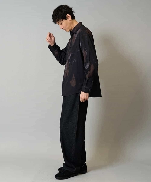 a.v.v(アーヴェヴェ)の「【イージーケア/シワになりにくい】ペインター柄ワイドシルエットシャツ【洗濯機で洗える/ストレッチ】(シャツ/ブラウス・メンズ・ブラウン/ブラック・48/46)」の17枚目の写真