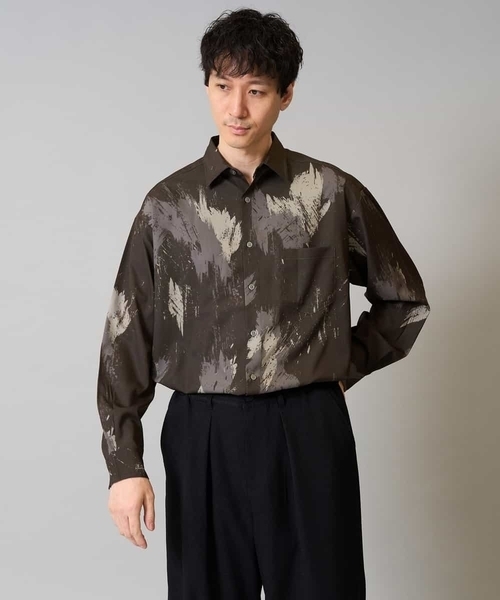 a.v.v(アーヴェヴェ)の「【イージーケア/シワになりにくい】ペインター柄ワイドシルエットシャツ【洗濯機で洗える/ストレッチ】(シャツ/ブラウス・メンズ・ブラウン/ブラック・48/46)」の21枚目の写真