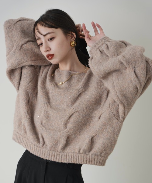 ケーブルMIXラメニット（ニット/セーター）｜hinari（ヒナリ）の