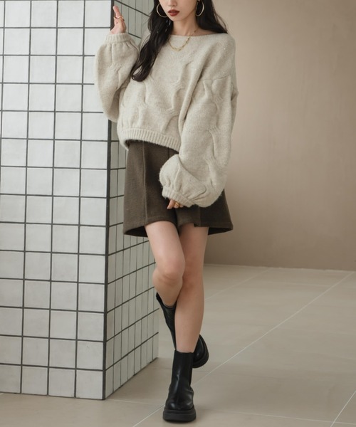 hinari(ヒナリ)の「ケーブルMIXラメニット(ニット/セーター・レディース・ピンク/テラコッタ/アイボリー・FREE)」の16枚目の写真